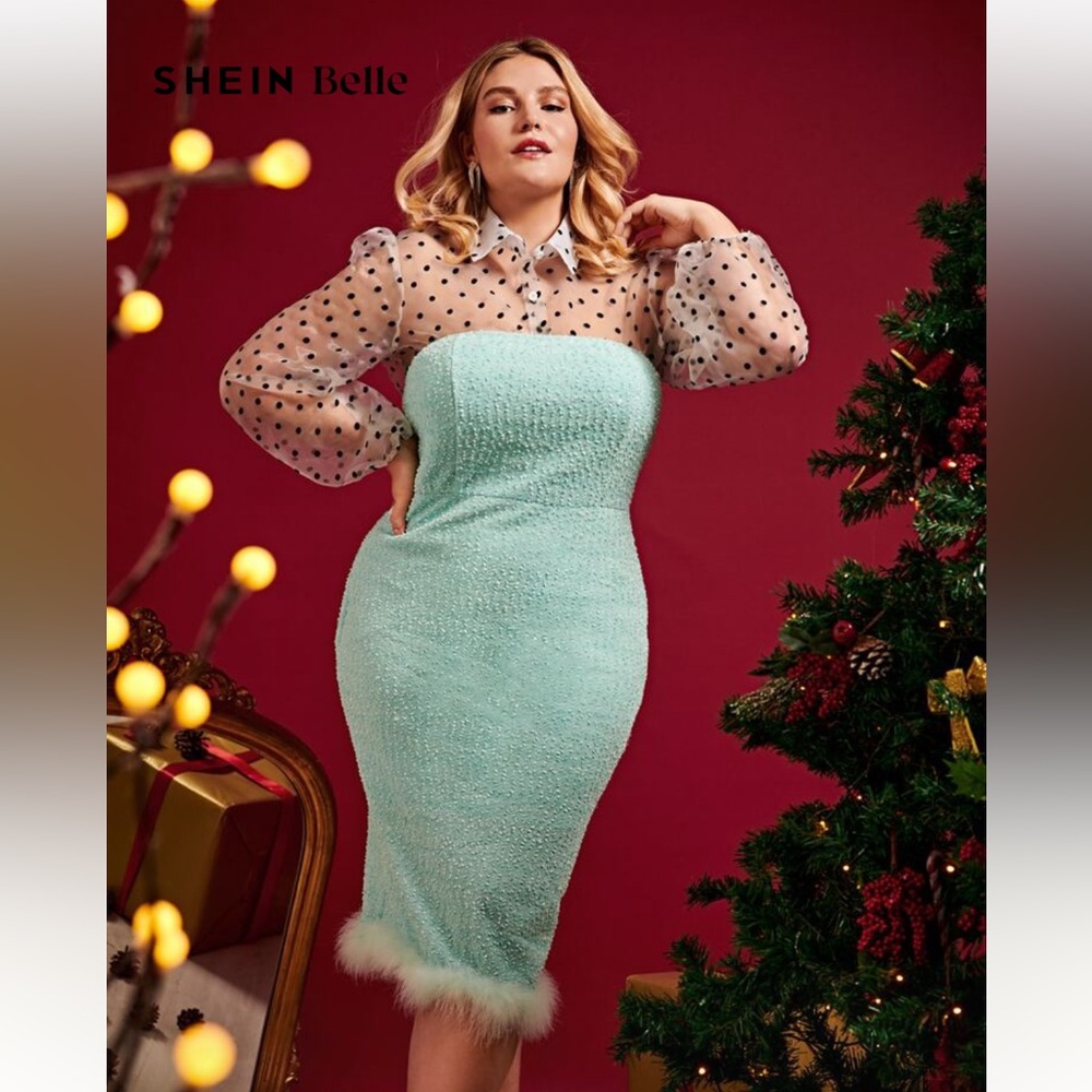 SHEIN Strapless Light Mint Green Dress